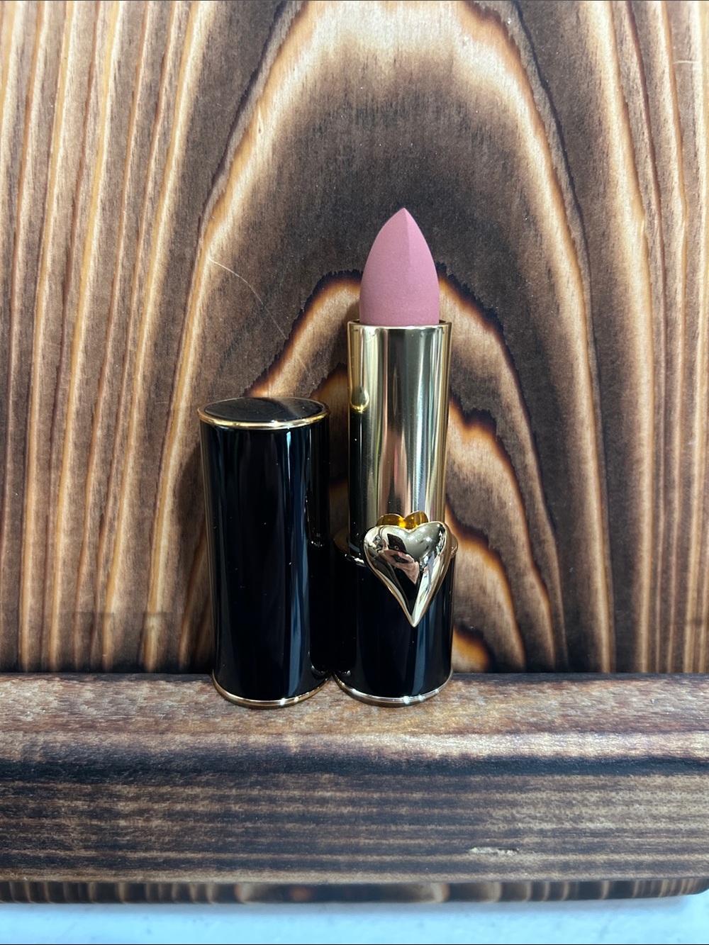 Pat McGrath Matte Rosy Pink Lipstick with Gold Heart Detail